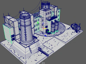 constru&ccedil;&atilde;o de usina de res&iacute;duos Modelo 3D