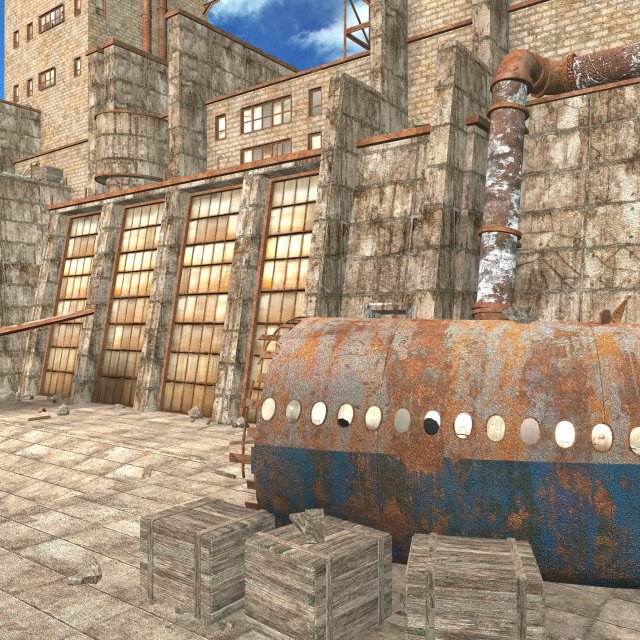 waste plant construction old factory 3D 모델 .c4d .max .obj .3ds .fbx .stl .blend 