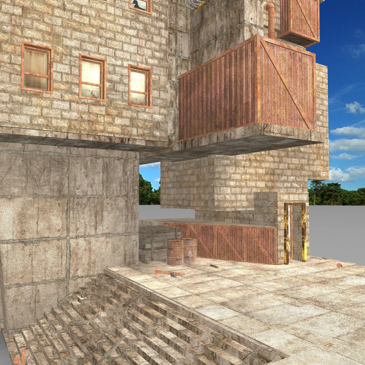waste plant construction 3D Model .c4d .max .obj .3ds .fbx .stl .blend 
