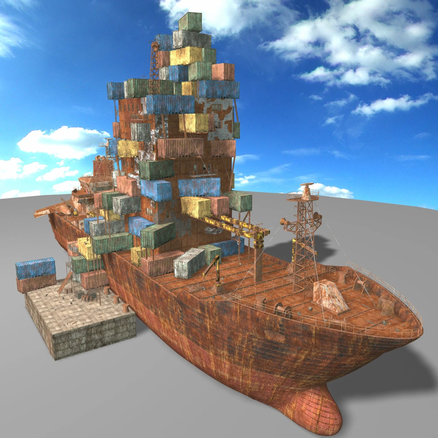 waste plant construction 3D Model .c4d .max .obj .3ds .fbx .stl .blend 