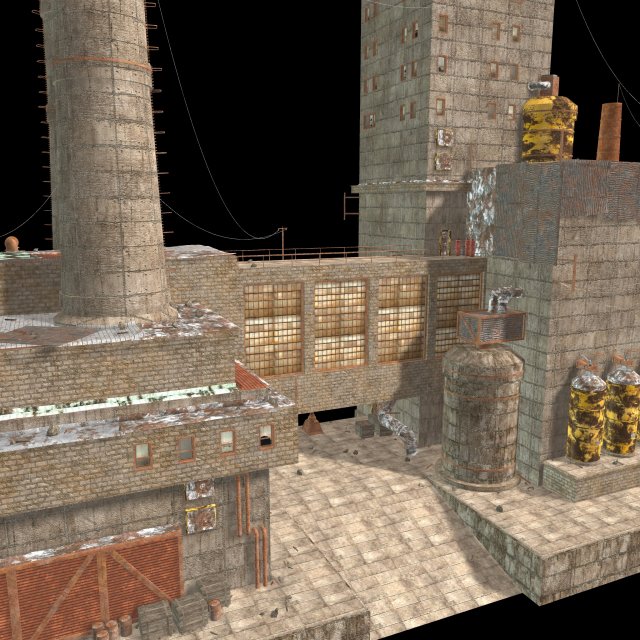 waste plant construction Modelo 3D .c4d .max .obj .3ds .fbx .stl .blend 