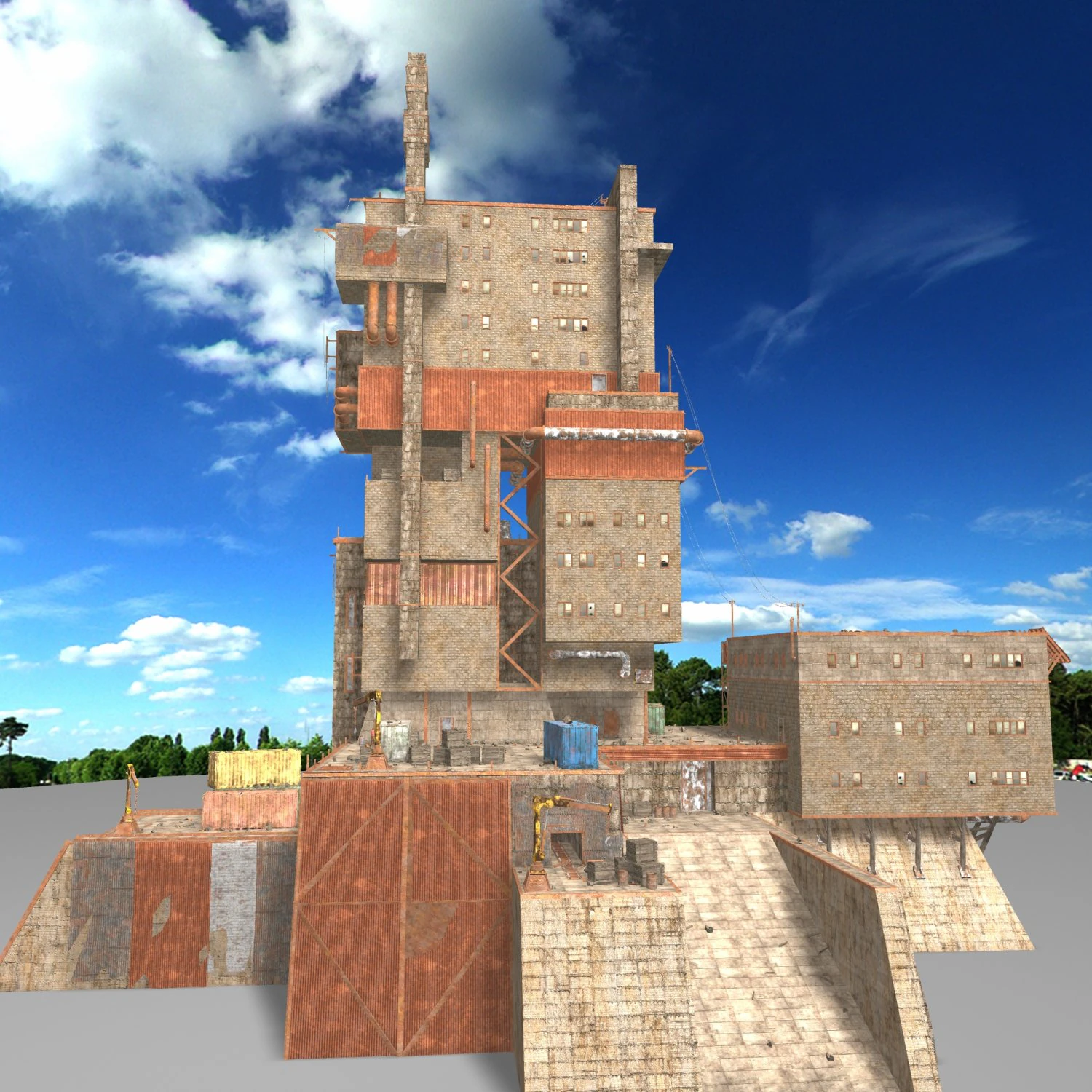 waste plant construction 3D Model .c4d .max .obj .3ds .fbx .stl .blend 