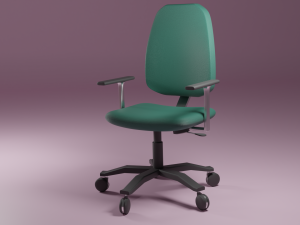 dark wood desk with green chair 3D Model