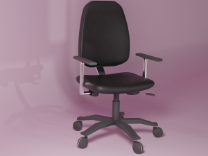 light wood desk with black chair 3D 모델