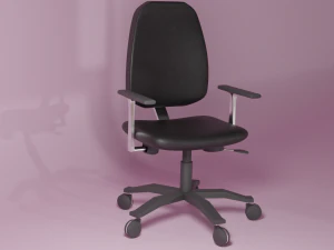 mesa de madeira clara com cadeira preta Modelo 3D