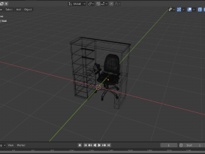 light wood desk with black chair 3D 모델