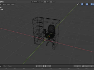 mesa de madeira clara com cadeira preta Modelo 3D