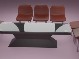 sala de espera com cadeira vermelha Modelo 3D