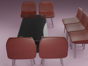 waiting room with red chair Model 3D