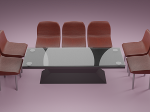 waiting room with red chair Model 3D