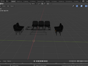 waiting room with red chair Model 3D