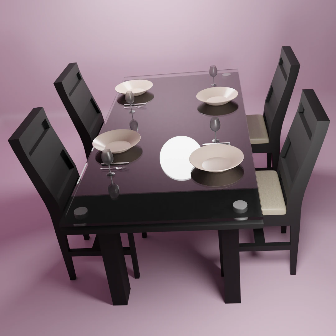 black dinning room 3D Model .c4d .max .obj .3ds .fbx .stl .blend 