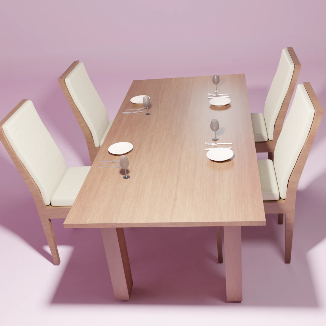 dark wood dinning room 3D Model .c4d .max .obj .3ds .fbx .stl .blend