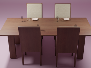 dark wood dinning room Modelo 3D