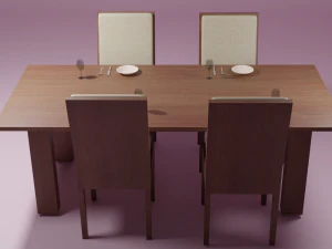 dark wood dinning room 3D Model