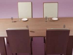 dark wood dinning room 3D Model