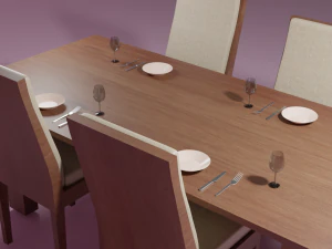 dark wood dinning room 3D Model