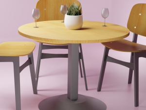 light wood chair and table 3D Модель