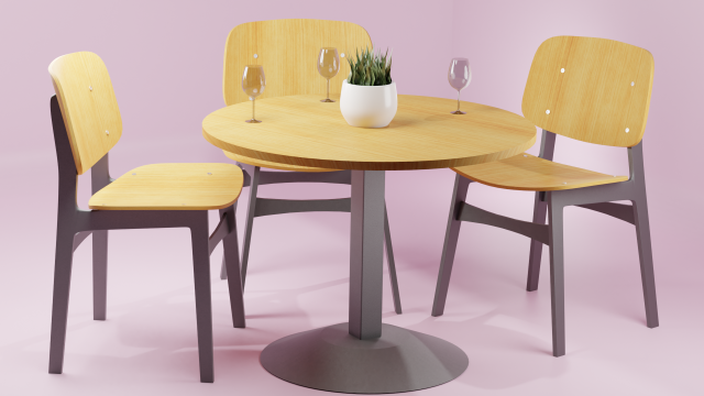 light wood chair and table 3D Модель .c4d .max .obj .3ds .fbx .stl .blend 
