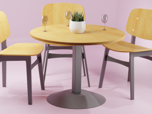 light wood chair and table 3D Модель