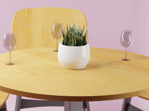 light wood chair and table 3D Модель