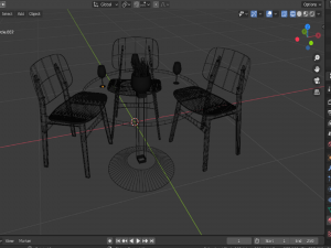 light wood chair and table 3D Модель