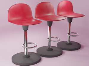 red bar chairs 3D मॉडल