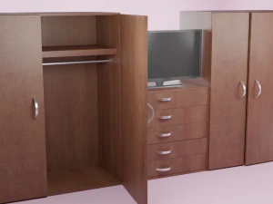 grande arm&aacute;rio de madeira escura Modelo 3D