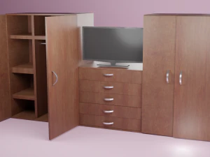 big dark wood closet 3D Model