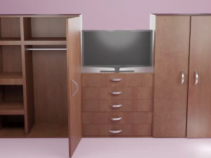 big dark wood closet 3D Model