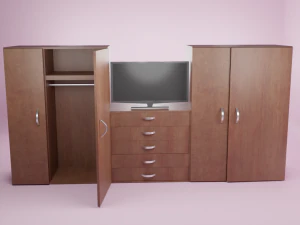 big dark wood closet 3D Model