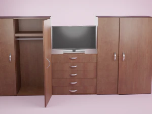 big dark wood closet 3D Model