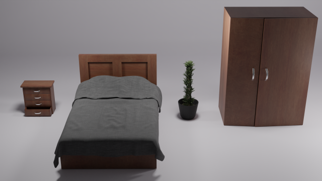 bedroom 3D Модель .c4d .max .obj .3ds .fbx .stl .blend 