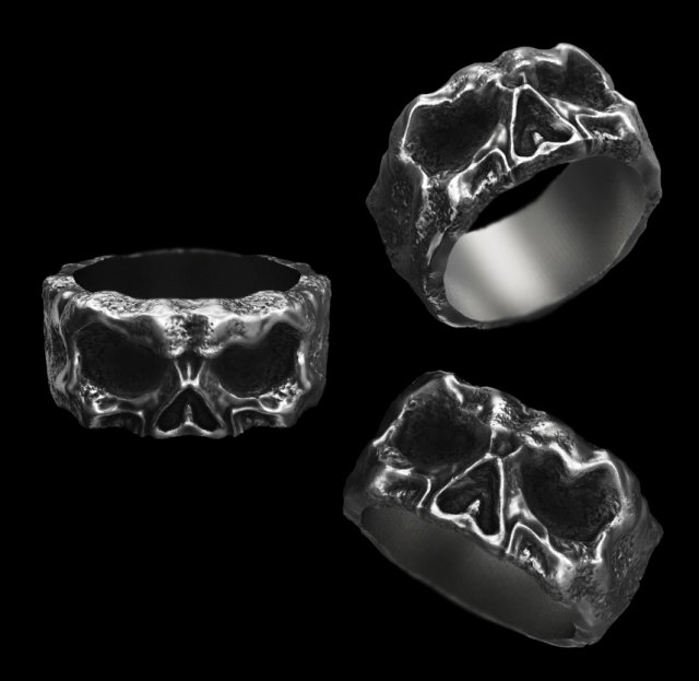 Skull ring 3Dプリントモデル .c4d .max .obj .3ds .fbx .stl .blend 