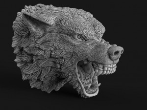 Wolf head Model Cetak 3D