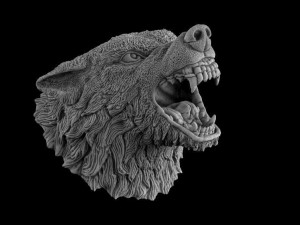 Wolf head Model Cetak 3D