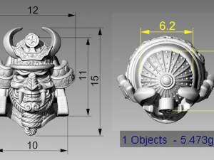 The head of a samurai 3D प्रिंट मॉडल