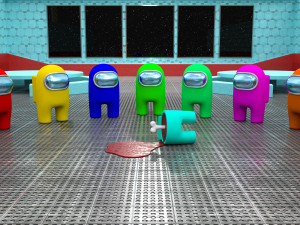 Among us 3d full scene modeling on cafeteria 3D Model