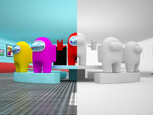 Among us 3d full scene modeling on cafeteria 3D Model