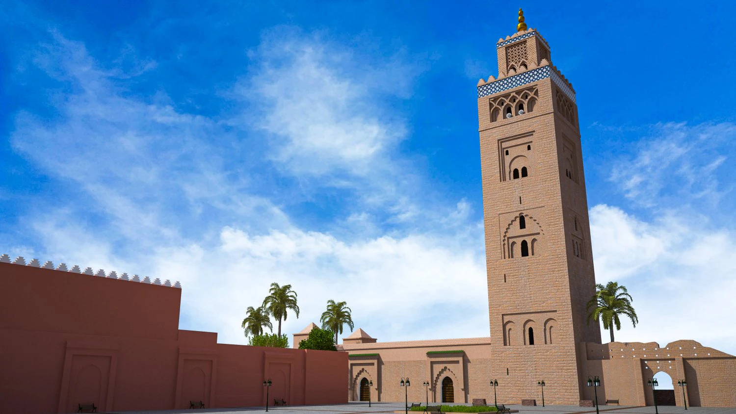 Koutoubia Mosque marrakech morocco 3D Model .c4d .max .obj .3ds .fbx .stl .blend