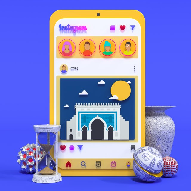 Instagram phone ui interface Modelo 3D .c4d .max .obj .3ds .fbx .stl .blend 
