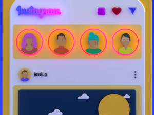 Instagram phone ui interface 3D Model