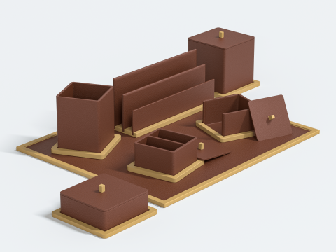 Concrete Desk Organizer Set - Items 3D 模型