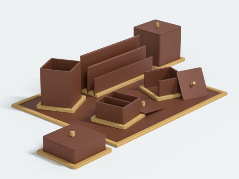 Set organizer da scrivania in cemento - Articoli Modello 3D