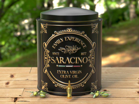 Saracino brand olive oil packaging 3D Model