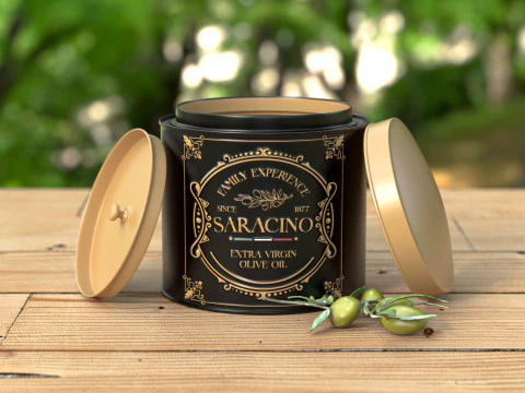 Saracino brand olive oil packaging 3D Model