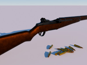m1 garand rifle and 762mm bullet Modèle 3D