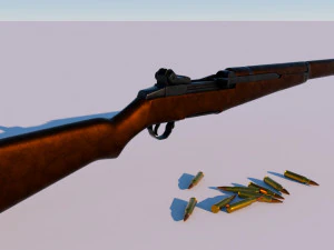 m1 garand rifle and 762mm bullet 3D Model
