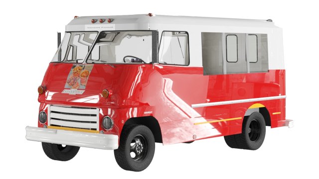 Food Truck Chevrolet 3D Model .c4d .max .obj .3ds .fbx .stl .blend