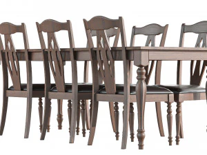 Table and Chairs Set 3D Model